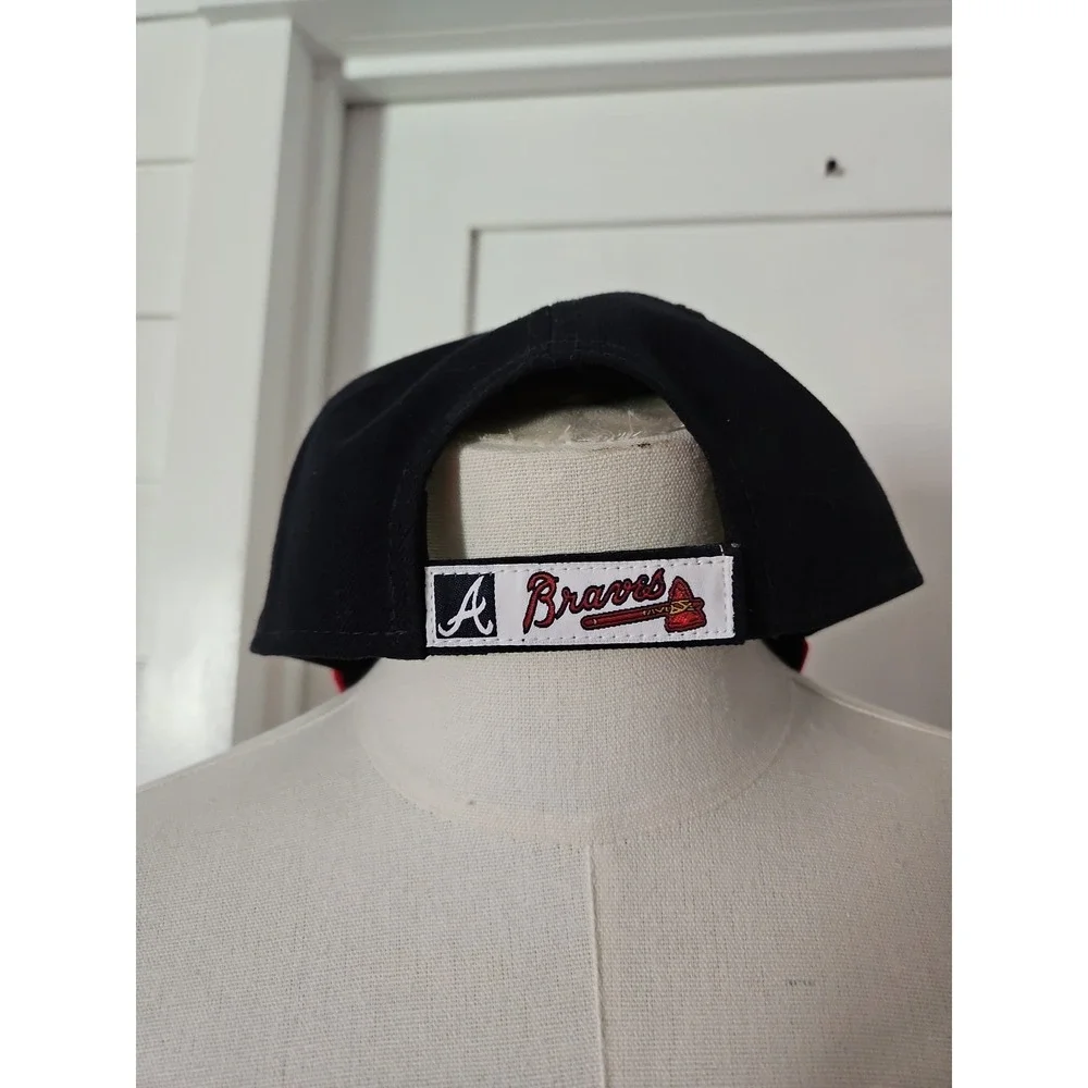 New Era Atlanta Braves Youth 9FORTY Baseball Cap Black Red Adjustable Hat